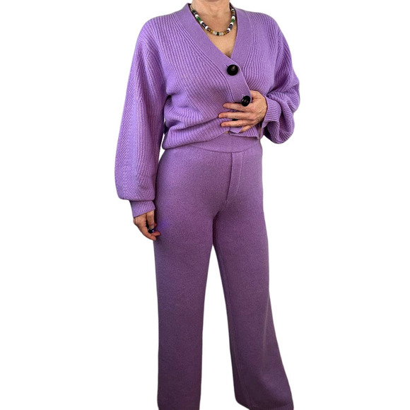 Lisa Yang Minna Cardigan & Vivi Pant Set Lavender 100% Cashmere Sz 2 / M $1210 - Picture 2 of 16